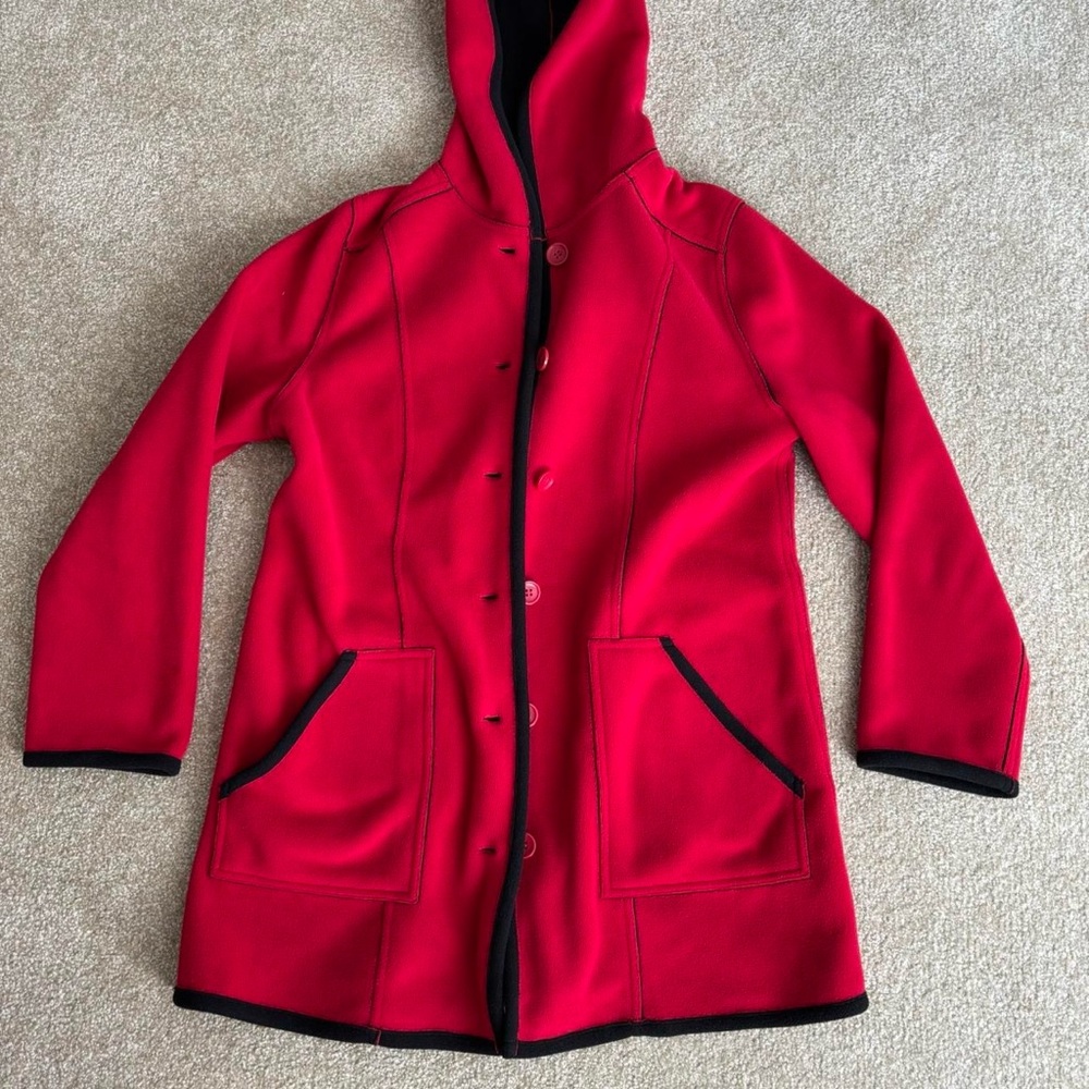 Susan Graver red and black coat
